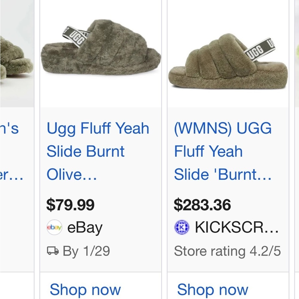 Women's Shoes UGG FLUFF YEAH SLIDE Sheepskin Slipper Sandals 1095119 BURNT OLIVE - Picture 9 of 9